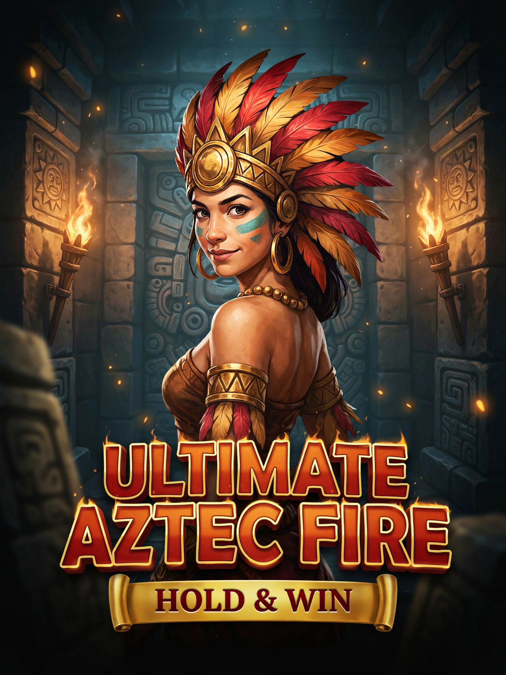 Ultimate Aztec Fire Hold and Win pokie title screen